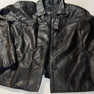 Vintage Outbrook Women’s  Black Leather Jacket‎